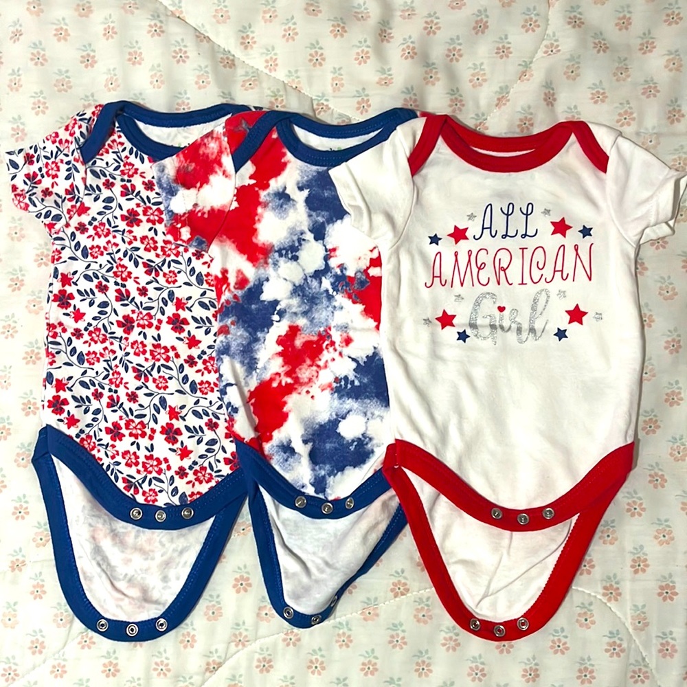 Newborn baby girl 0-3 months set of 3 onesies
